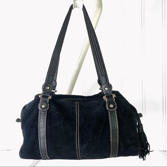 Vintage Handbags - LIZ CLAIRBORNE GENUINE LEATHER HANDBAG BLACK LEATHER SHOULDER WOMEN MEDIUM BAG